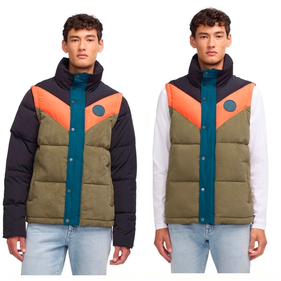 💚🔹️SCOTCH & SODA🔹️Nelleke Mixed Media Puffer Jacket With Removable Sleeves